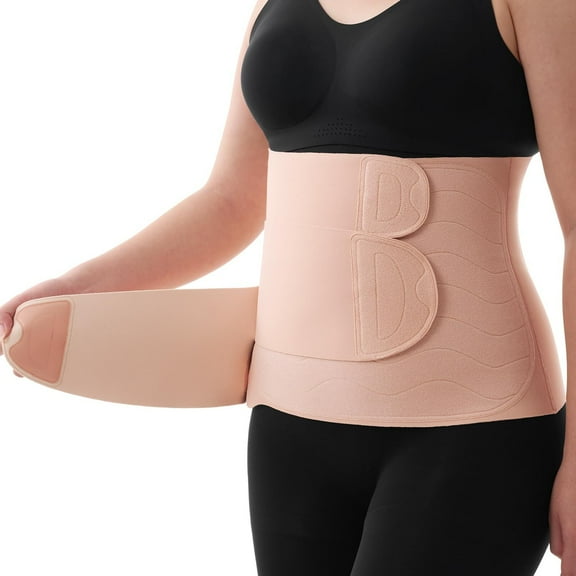 Momcozy Ergowrap Postpartum Belly Band, 3D Abdomen Lifting & Ergonomic Back Support Abdominal Binder, Seamless & Invisible Wrap Shapewear for Postpartum C-Section Recovery, Daily Wear, Exercise