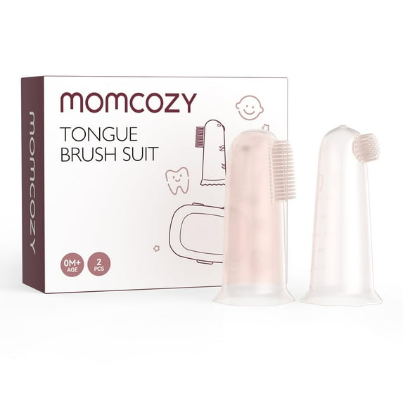Momcozy Silicone Baby Finger Toothbrush, Soft Training Toothbrush for Infant & Toddler, Oral Cleaner for Teething, 2 Count