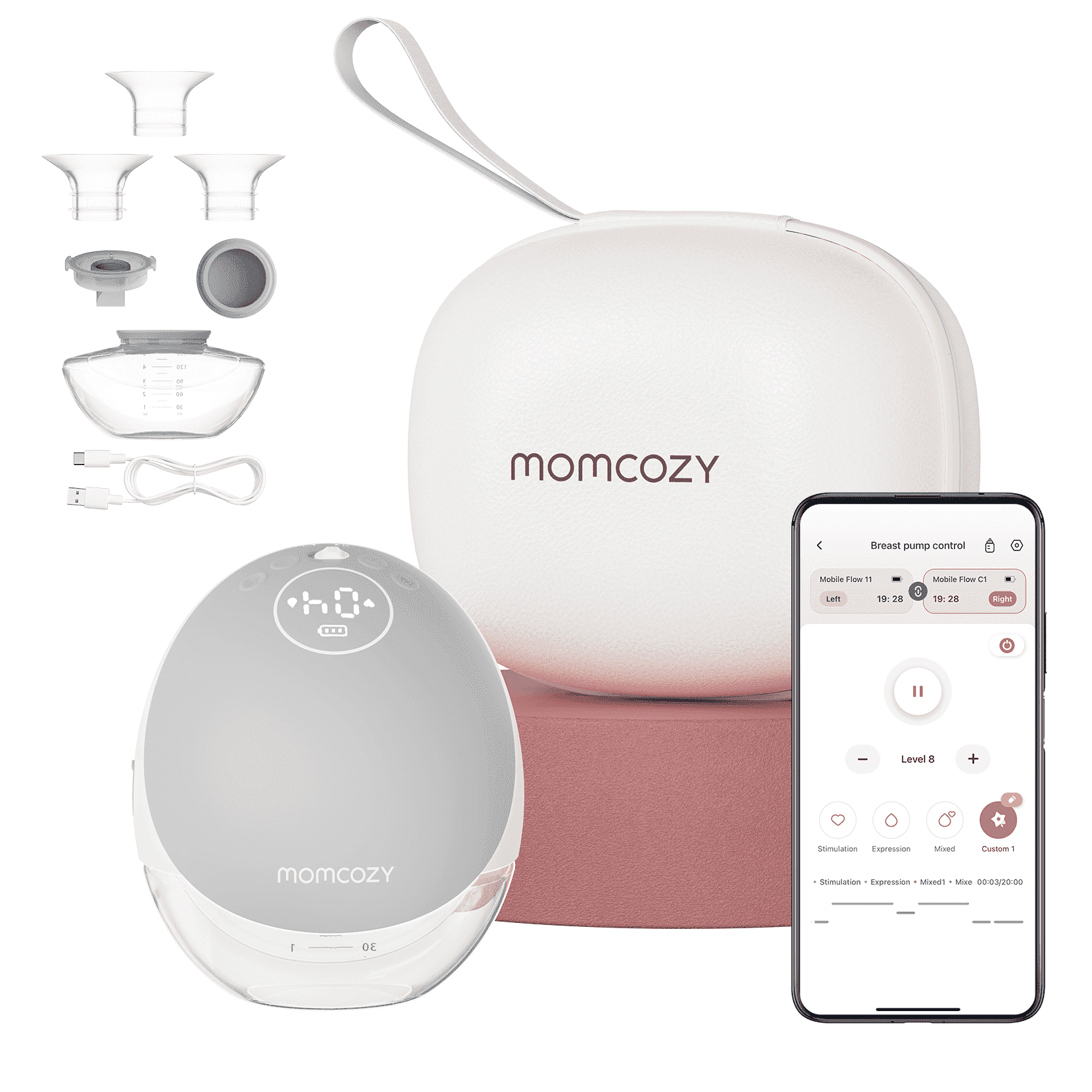 Momcozy Hands Free Breast Pump Mobile Flow | M9, App Control