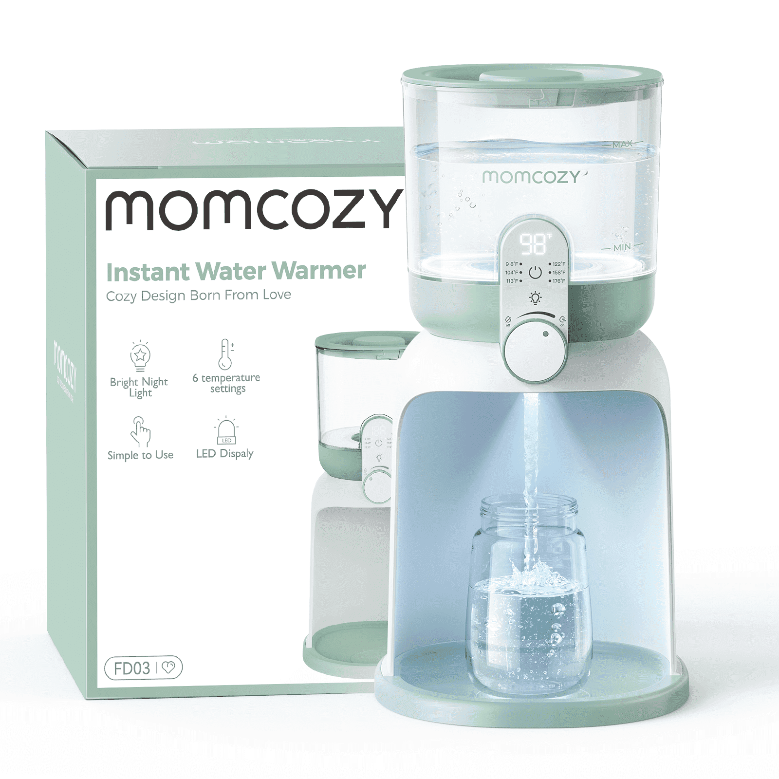 Walmart daily deals:  Momcozy Instant Baby Bottle Warmer, Water Warmer for Making Baby Formula, Instantly Dispense Warm Water Dual Lights for Night Feeding, Breastfeeding Essentials