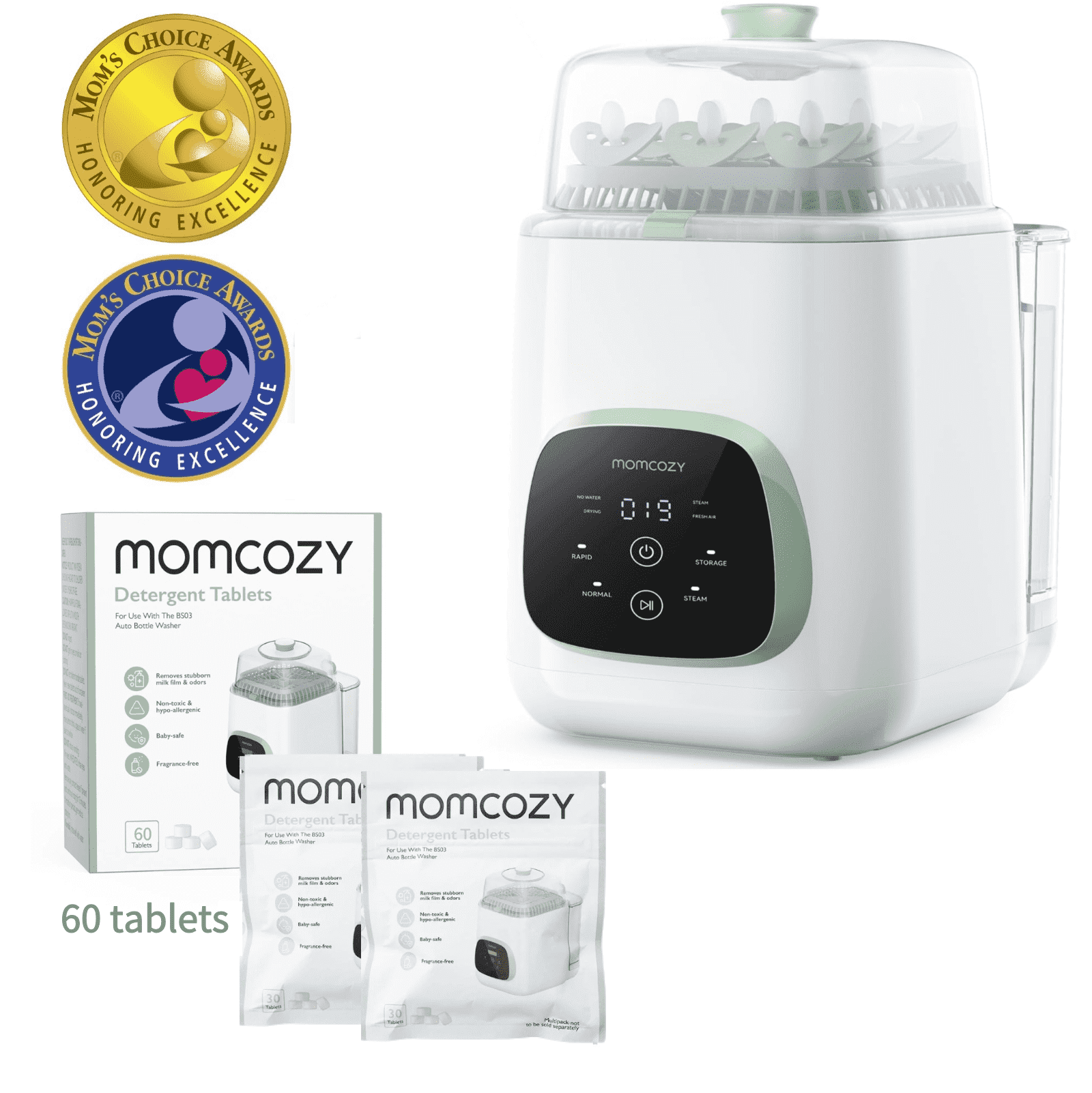 Momcozy Baby Bottle Washer, Sterilizer and Dryer Combo, Auto-Clean