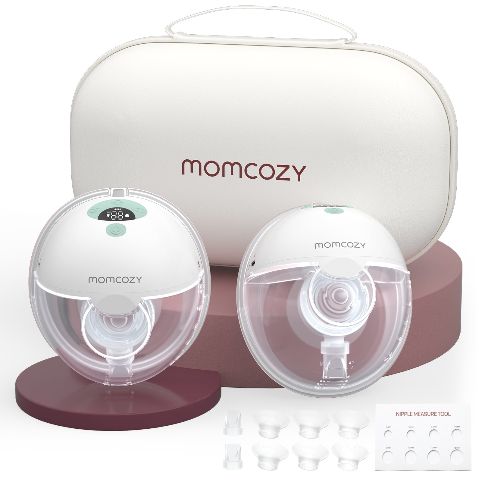 Photo 1 of  Momcozy Breast Pump Hands Free M5, Wearable Breast Pump of Baby Mouth Double-Sealed Flange with 3 Modes & 9 Levels, Electric Breast Pump Portable - 24mm, 2 Pack Cozy Red 