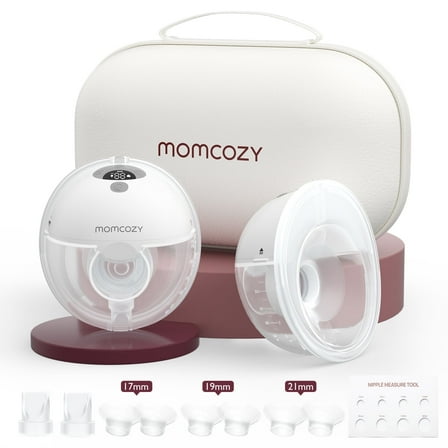 Momcozy M5 Hands Free Breast Pump Wearable, Electric Breast Pump Portable Gray with Breast Pump Bag, Grey Two Pumps