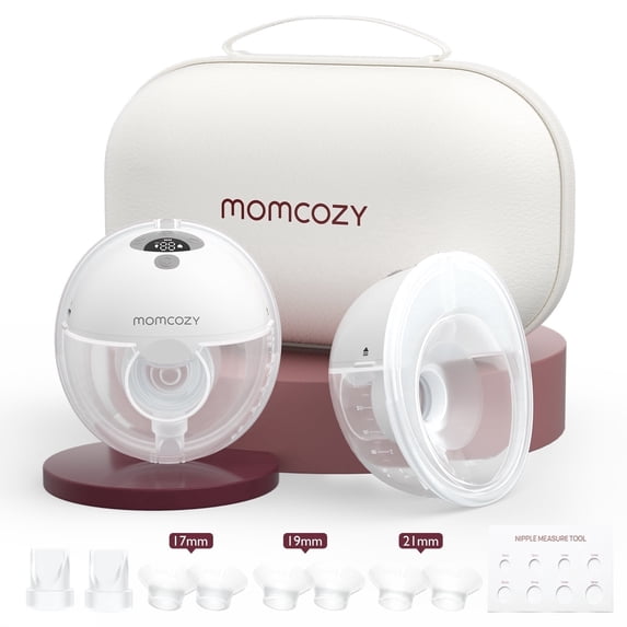 Momcozy M5 Hands Free Breast Pump Wearable, Electric Breast Pump Portable Gray with Breast Pump Bag, Grey Two Pumps