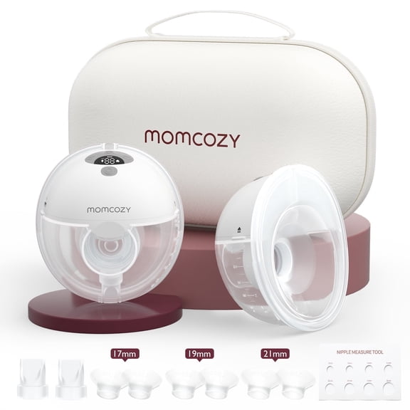 Momcozy M5 Hands Free Breast Pump Wearable, Electric Breast Pump Portable Gray with Breast Pump Bag, Grey Two Pumps
