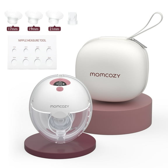 Momcozy M5 Portable Breast Pump Hands free, Wearable Breast Pump Red with Breast Pump Handbag, Red 1 Count
