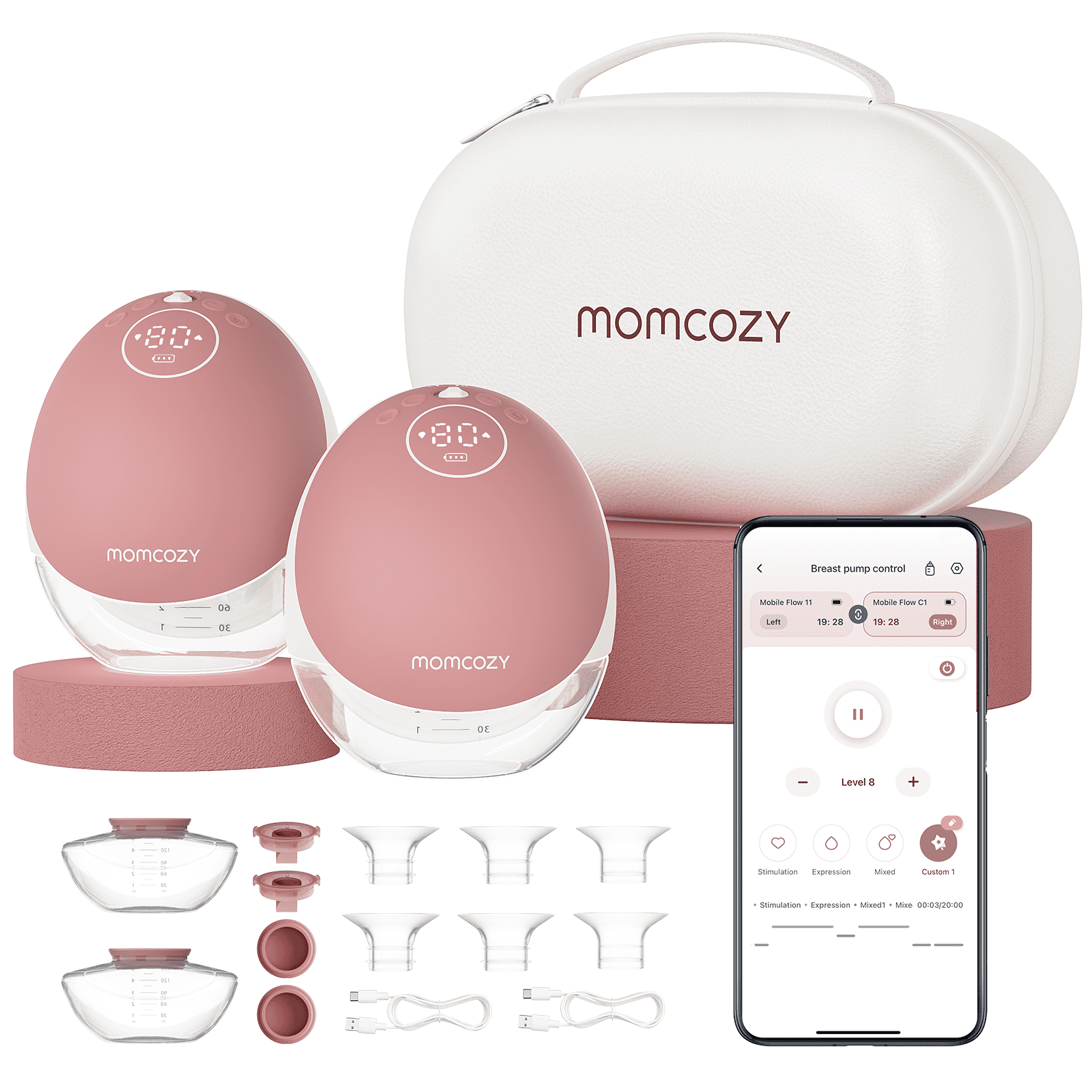 Walmart promo code:  Momcozy M9 Breast Pump Hands Free Mobile Flow, App Discreet Wearable Breast Pump M9, Control Personalized 2 Pack, Cozy Red