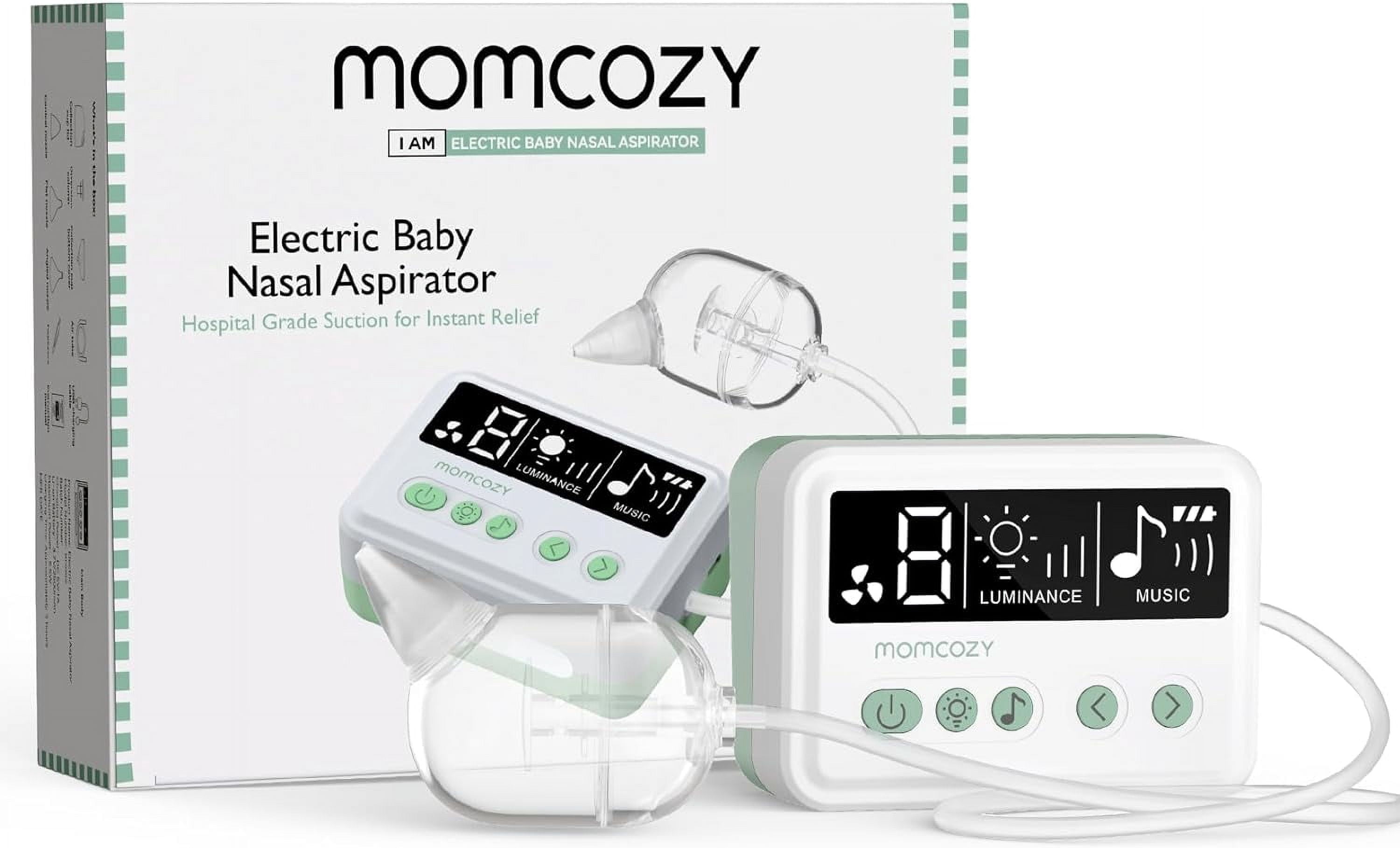Momcozy Nasal Aspirator for Toddler, 65kPa Electric Nose Aspirator for Toddler, Baby Nose Sucker with 9 Suction Levels, 3 Silicone Tips, Nose Cleaner