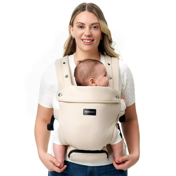 Momcozy Newborn Baby Carrier - Adjustable Neck Support with Sunshield CR02 Mesh, Khaki