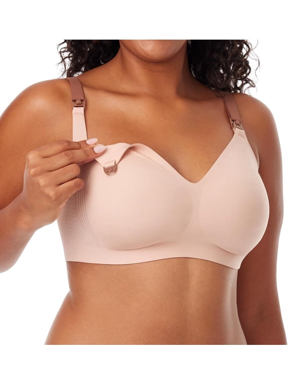 Nursing Bras for Breastfeeding, 3.0 Jelly Strip Lift Support Maternity Bra, Seamless Soft Wirefree Pregnancy Bra