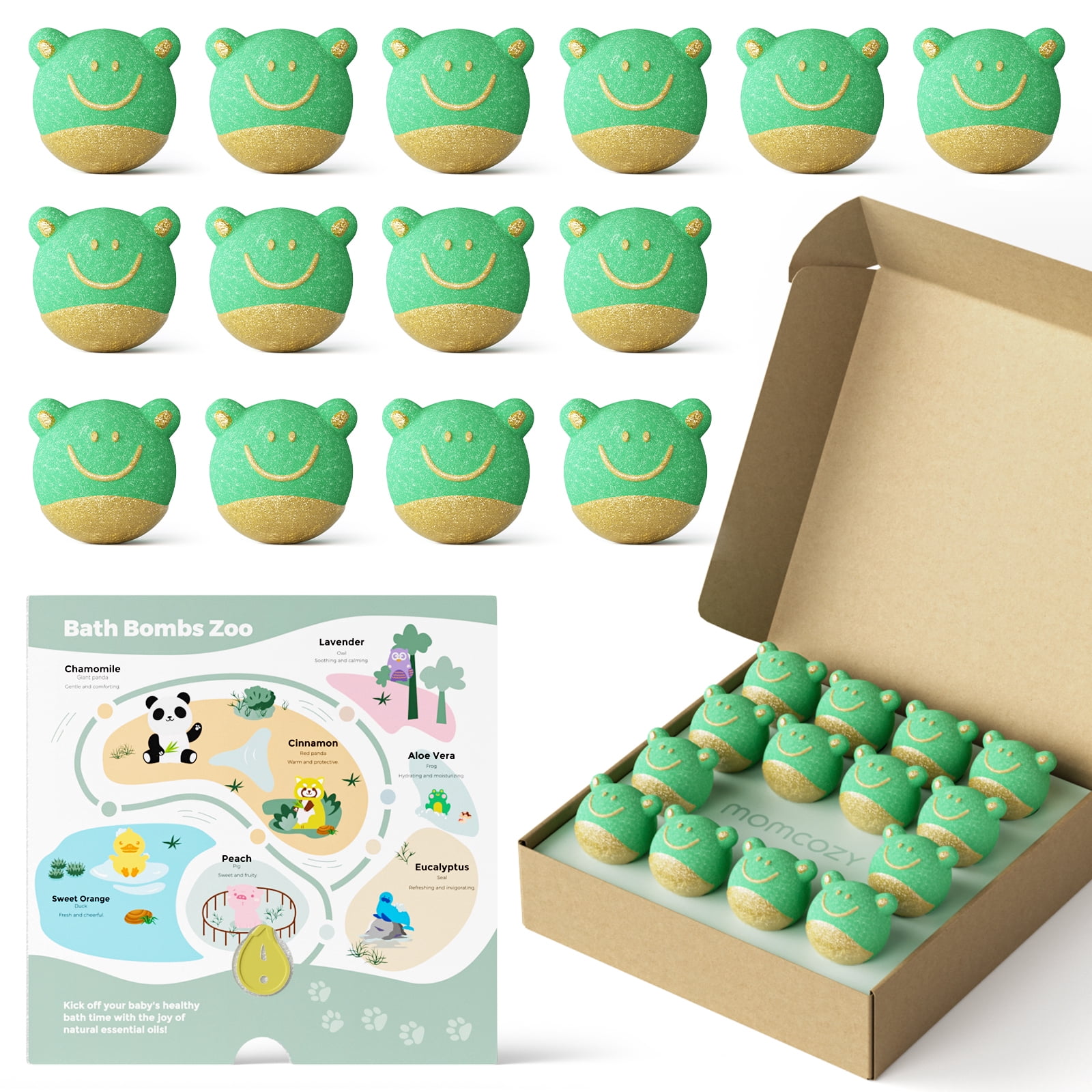Momcozy Animal-Shaped Essential Oil Bath Bombs For Kids - 14 Pcs Fun Bath Time Set