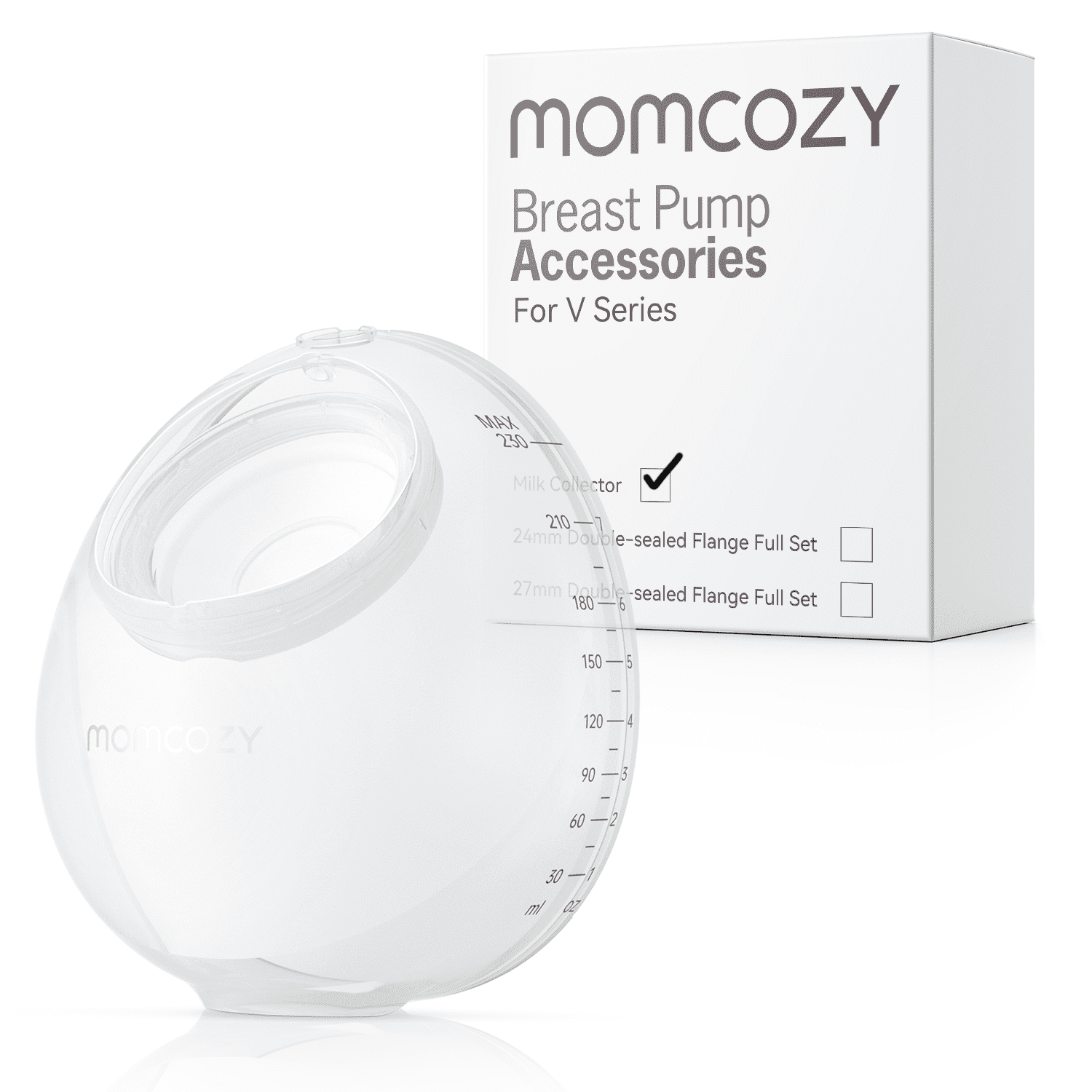 Momcozy Set completo di tazze da collezione solo per Momcozy V1/V2. Accessori di ricambio originali per tiralatte V1/V2 (max 221 g, con flangia a doppia tenuta 27 mm