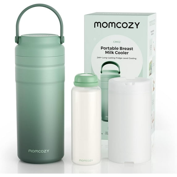 Momcozy Portable Breast Milk Cooler for Travel, 24H Ice-Free Cooling Breastmilk Storage Bottles Container, 12oz Leak Proof Outdoor Small Freezer