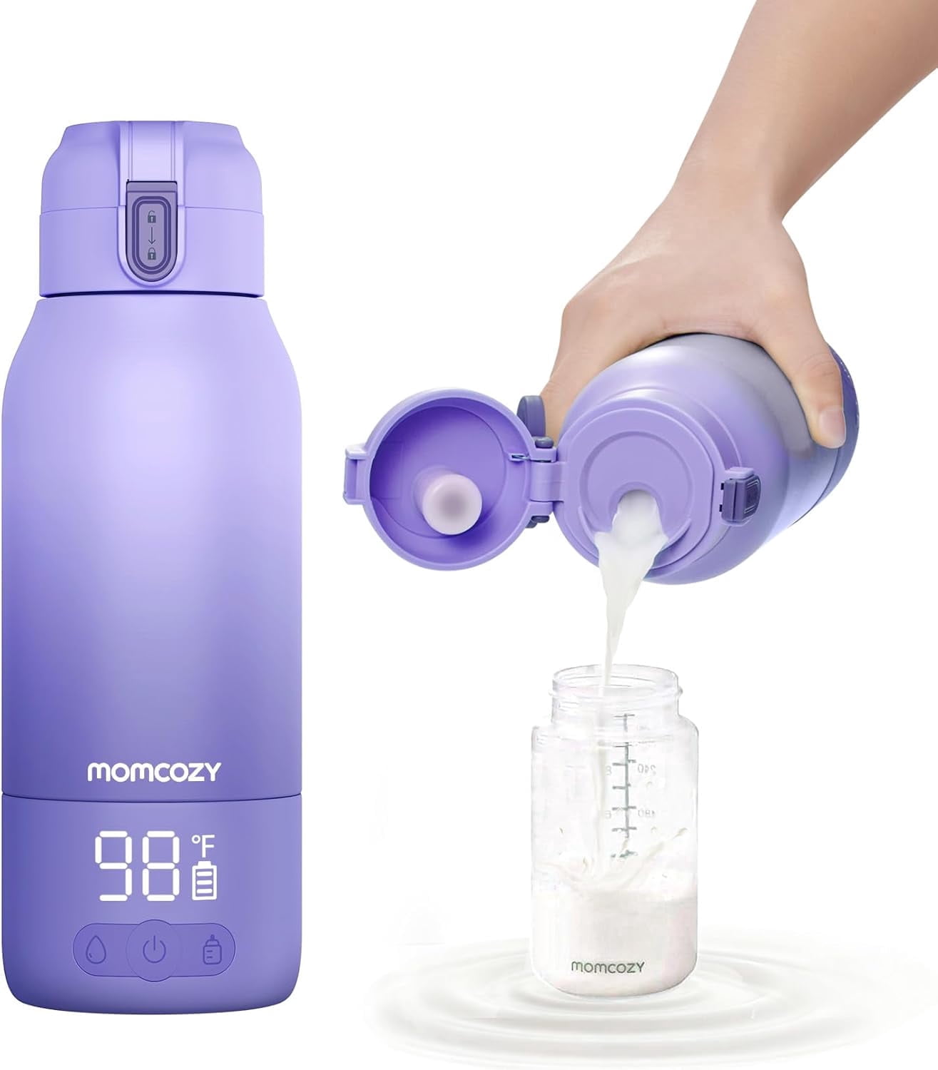 Momcozy Portable Milk Warmer for Travel – Dual Heating Modes for Breast Milk & Water, Portable Bottle Warmer, 17 Ounces