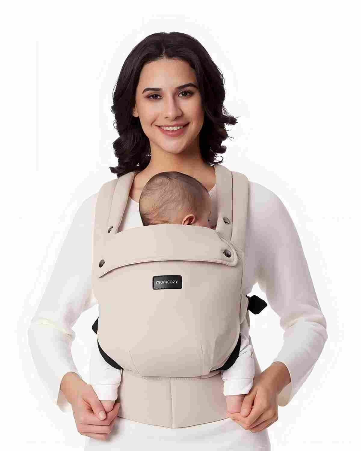 Momcozy Baby Carrier, Ergonomic Infant Carrier Backpack, Breathable Front Back Carrying Wrap Seat for Newborn Toddlers 7-44lbs, Khaki