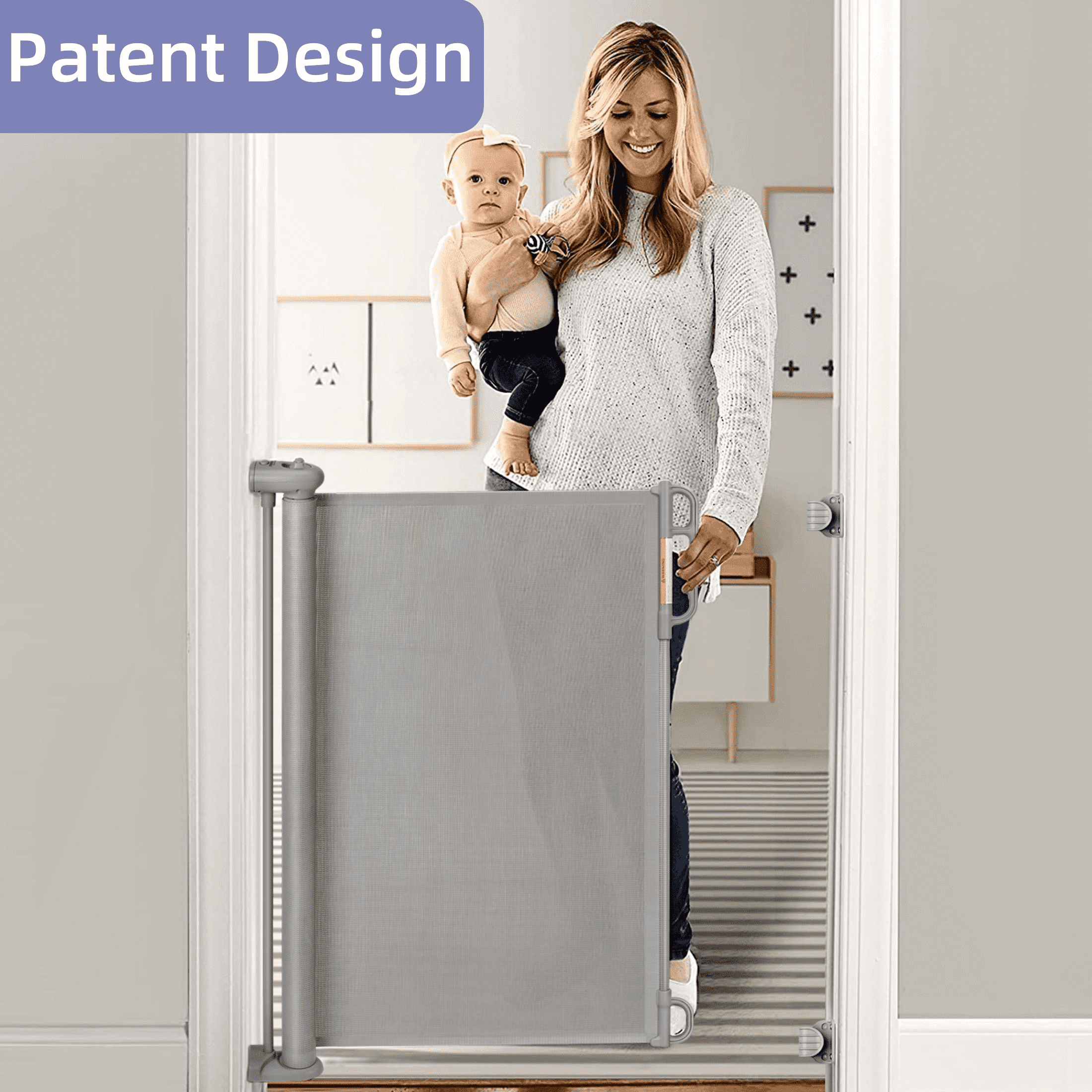 Momcozy Retractable Baby Gate, Extra Wide Baby Safety Gates, Stairs Safe  Gates for Baby and Pet,33 X 55, for Stairs, Doorways, Hallways