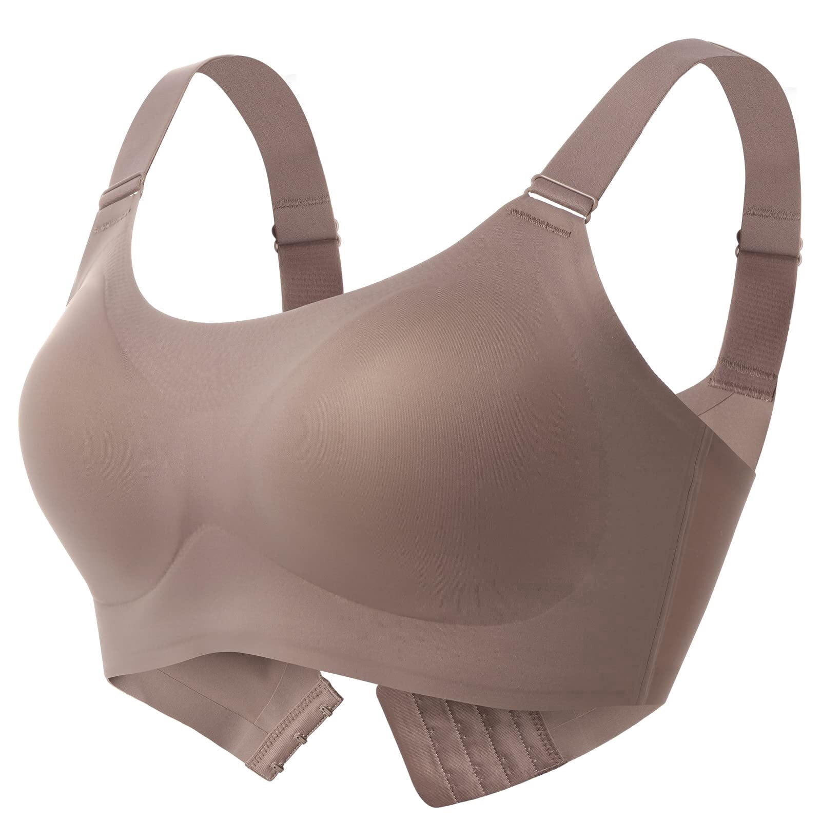 Momcozy Seamless Bra for Women, Wireless Invisible Support Bra, Comfortable Soft Adjustable, Brown