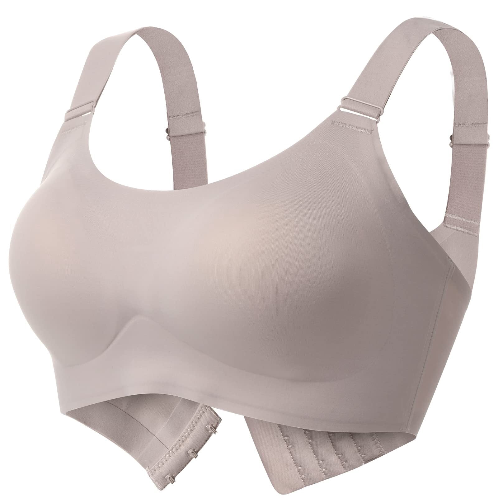 Momcozy Seamless Bra for Women, Wireless Invisible Support Bra, Comfortable Soft Adjustable, Light Curry