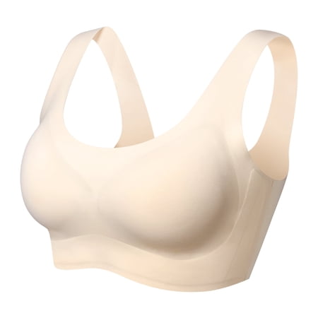 Momcozy Seamless Bras, Wireless Soft Daily Bra, Leisure Invisible Bralette, Beige M
