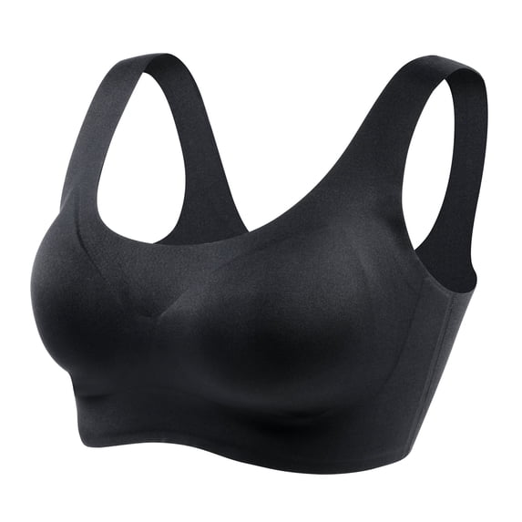Momcozy Seamless Bras, Wireless Soft Daily Bra, Leisure Invisible Full-Coverage Bra, Black L