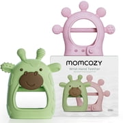 Momcozy Silicone Baby Teether Diver and Giraffe, Teething Toys for Infant 0-12 Months, Green & Pink