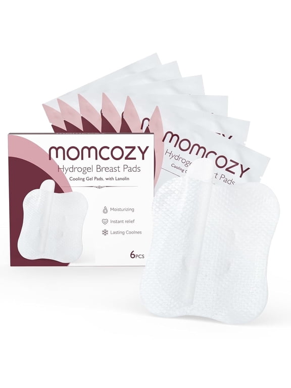Hydrogel Nipple Pads with Soothing Lanolin, Soothies Gel Nursing Pads Provide Instant Cooling Relief, Breastfeeding Essentials, 6 PCS