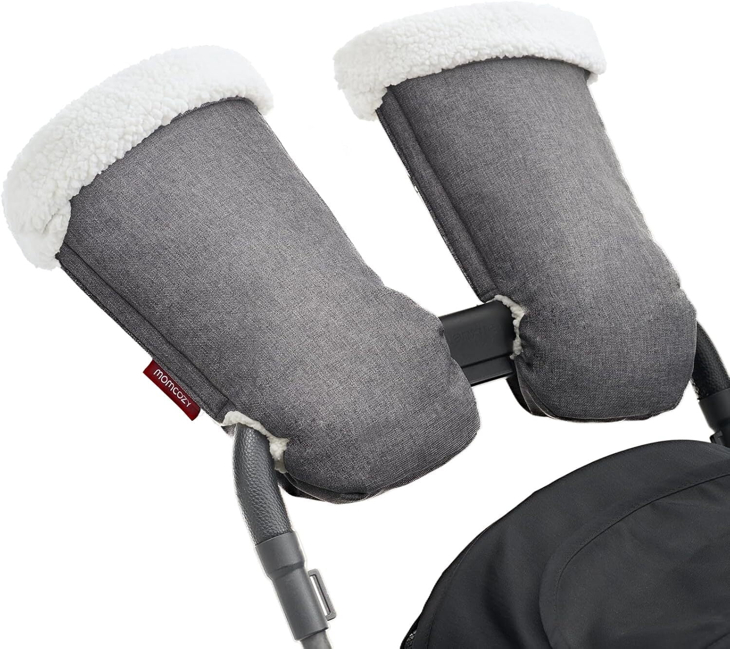 Momcozy Stroller Gloves Warmmuffs,Universal Winter Anti-Freeze Stroller Mittens,Winter Handmuff Stroller Accessories,Ultra-Plush,Weather-Proof,Foldable Adjustable,Shopping Golf Pet Cart, Gray