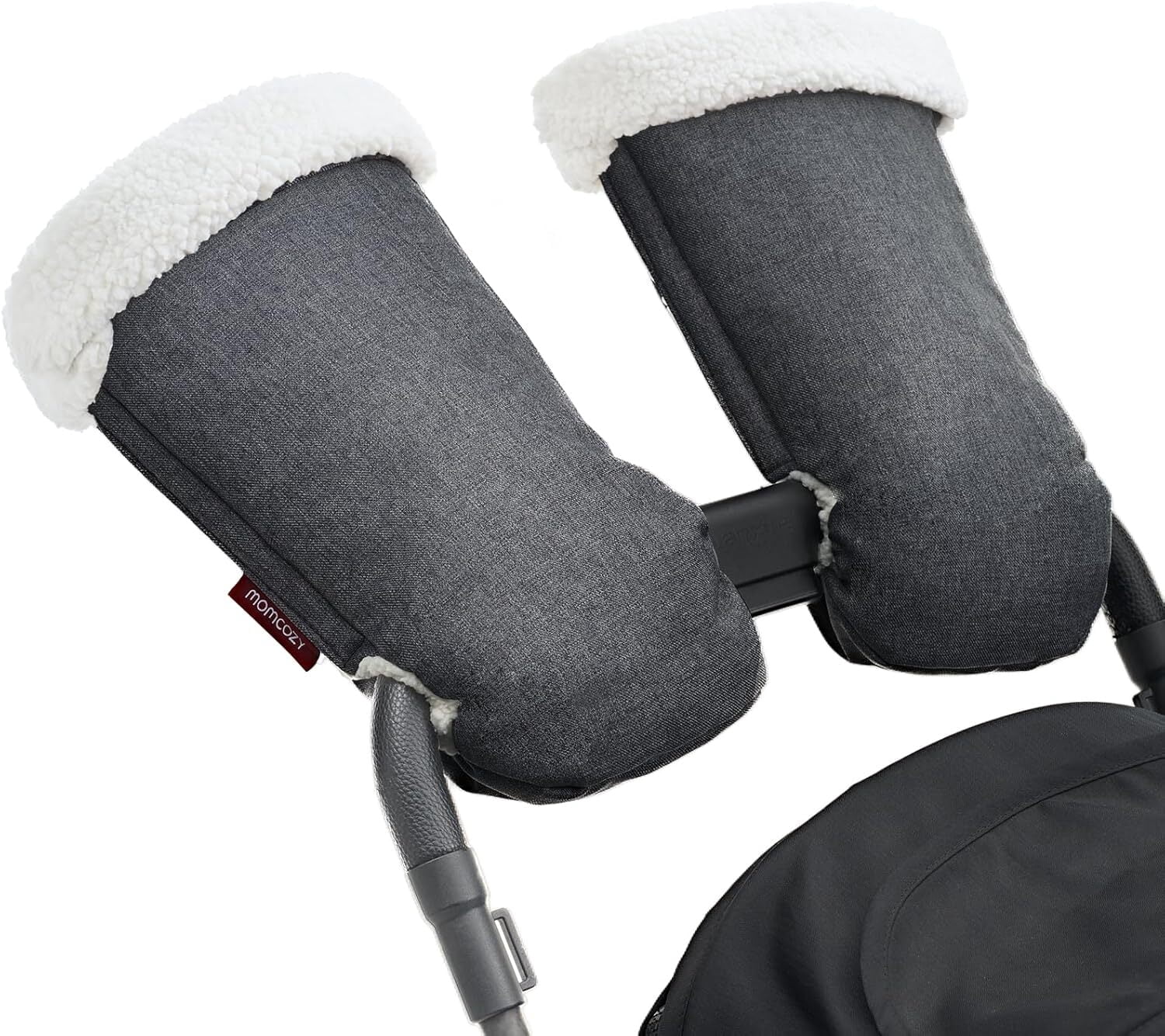 Momcozy Stroller Gloves Warmmuffs,Universal Winter Anti-Freeze Stroller Mittens,Winter Handmuff Stroller Accessories,Ultra-Plush,Weather-Proof,Foldable Adjustable,Shopping Golf Pet Cart, Black