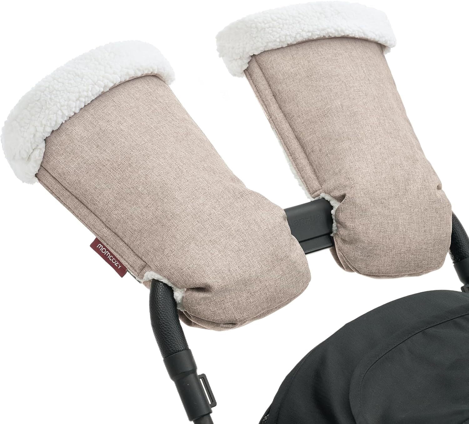 Momcozy Stroller Gloves Warmmuffs,Universal Winter Anti-Freeze Stroller Mittens,Winter Handmuff Stroller Accessories,Ultra-Plush,Weather-Proof,Foldable Adjustable,Shopping Golf Pet Cart, Khaki
