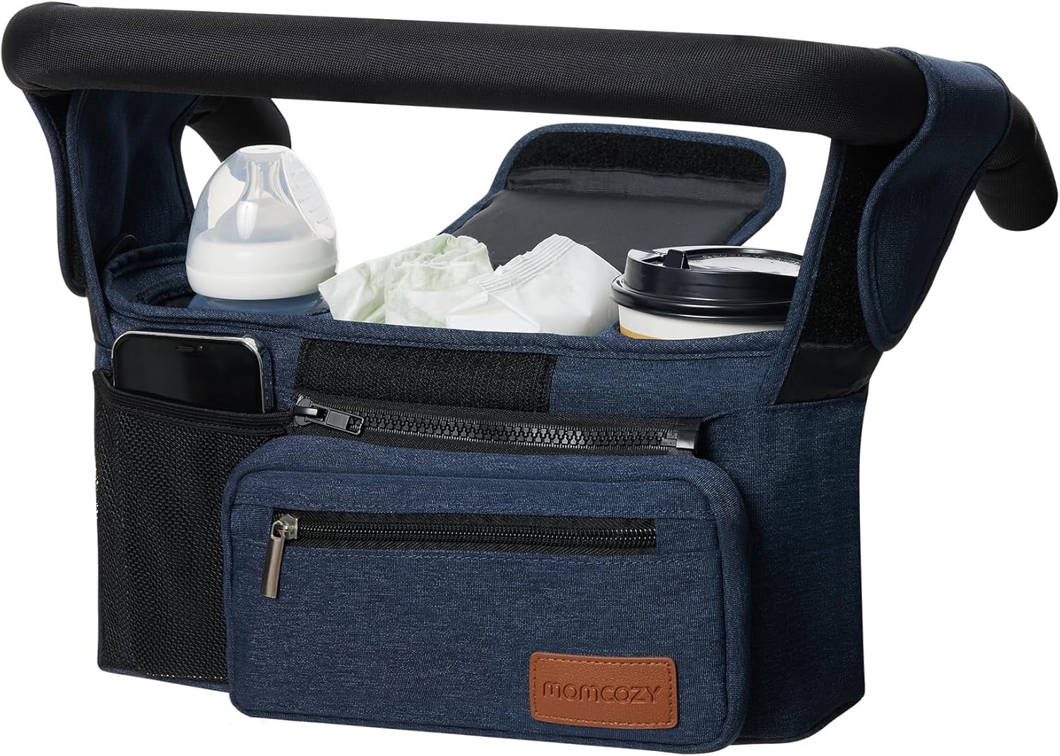 Momcozy Universal Stroller Organizer with Insulated Cup Holder for Newborn & Toddler, Blue