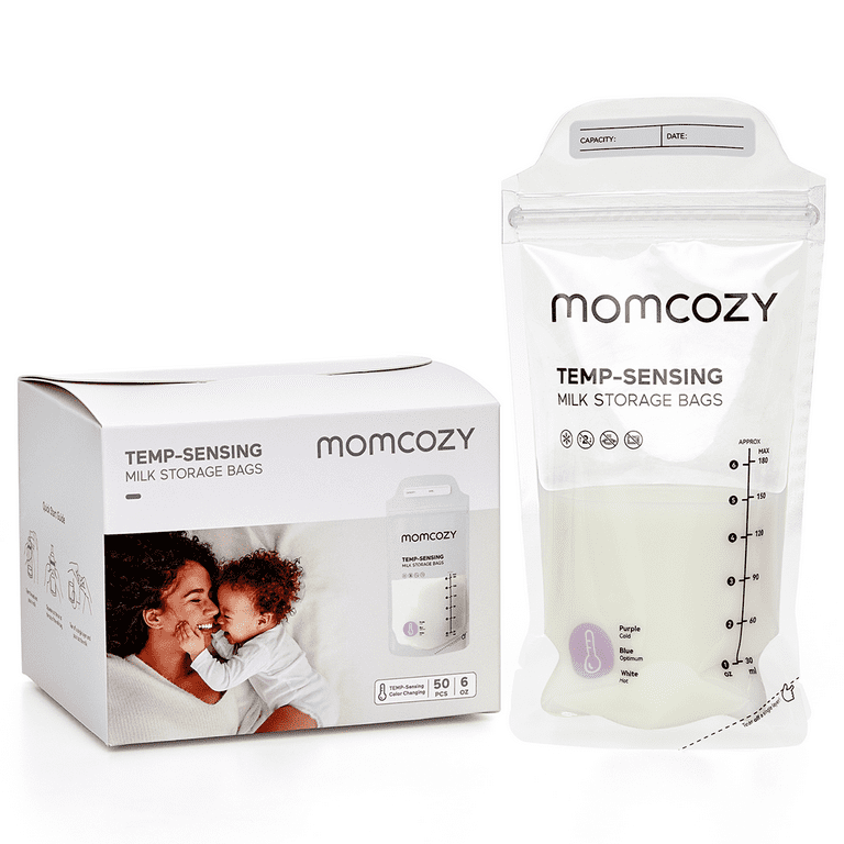 Momcozy Breastmilk Storage Bags 180ml with Temperature Sensing