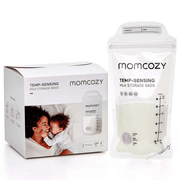 Momcozy Temp-Sensing Discoloration Breastmilk Storage Bags, 6oz, 120 count