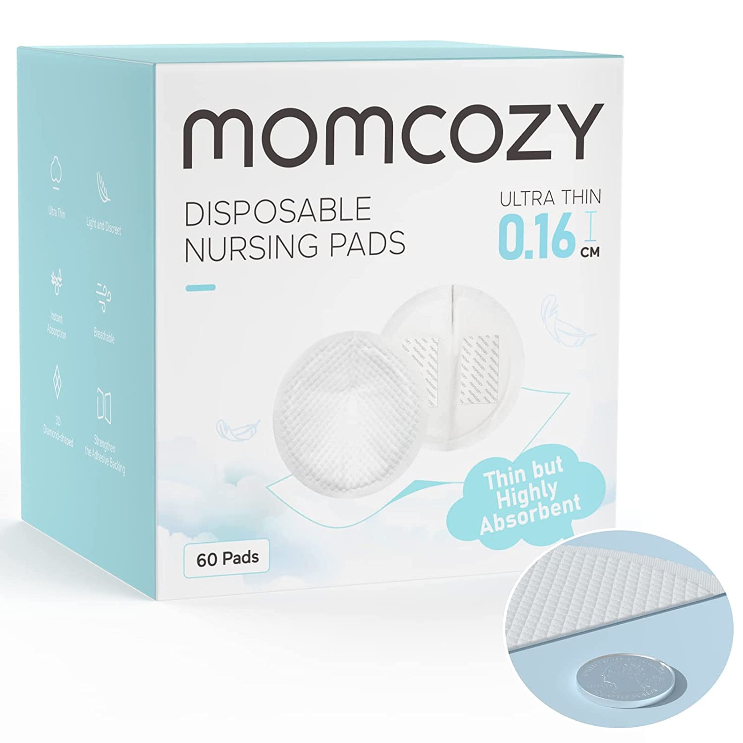 Momcozy Soothing Gel Pads, Instant & Long Cooling Relief for Sore Nipples,  Made Without BPA, Hydrogel Pads with Lanolin for Breastfeeding, 6 Count