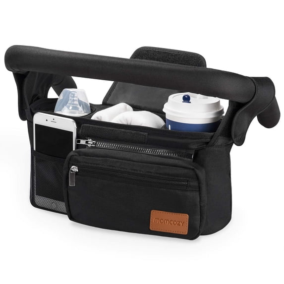 Momcozy Universal Stroller Organizer Fit for Stroller, with Insulated Cup Holder Black