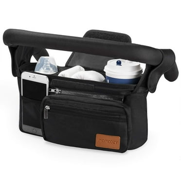Momcozy Universal Stroller Organizer with Insulated Cup Holder & Shoulder Strap, Black