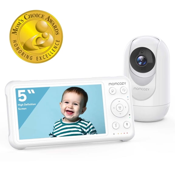 Momcozy Video Baby Monitor, 5'' Display, 1080P HD, Infrared Night Vision, Long Range, 2-Way Talk
