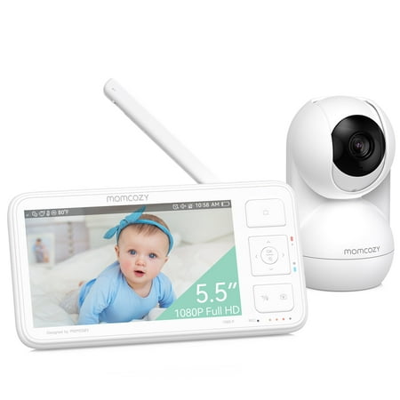 Momcozy Video Baby Monitor, 5.5” 1080P Full HD Baby Monitor with Camera No WiFi, Infrared Night Vision, 5800mAh 120-hrs Battery, ECO, VOX, 2-Way Audio, 1640ft Range, Record and Rewind Locally