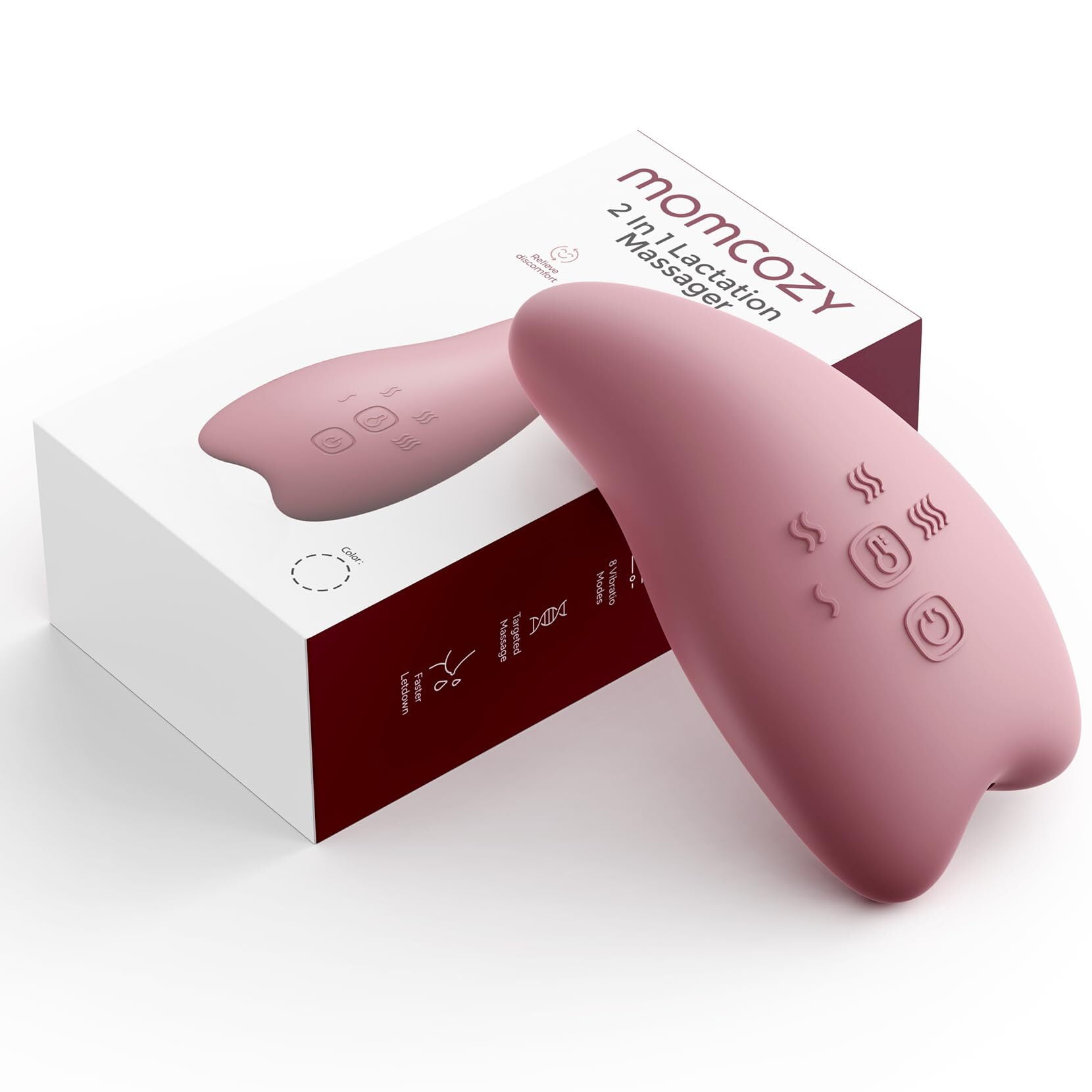Momcozy Warming Lactation Massager Pro, 8 Vibration Modes & 4 Heating Levels, Improves Milk Flow & Relieves Breast Engorgement