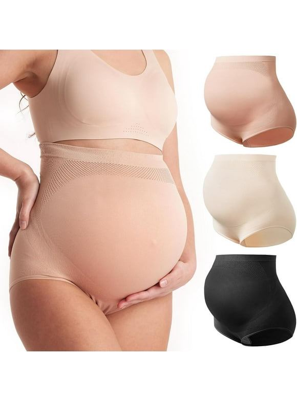 Women's Maternity High Waist Underwear Pregnancy Seamless Soft Belly Support Panties Over Bump 3 Pack