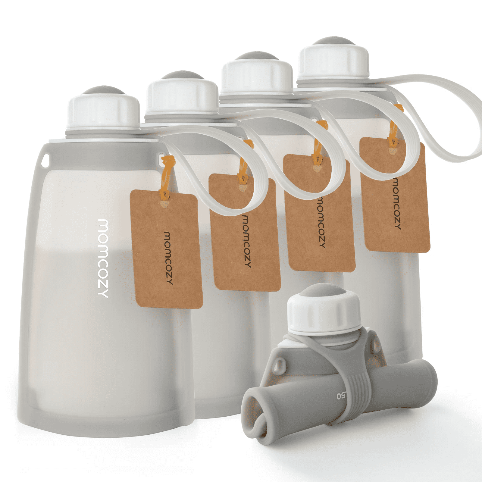 Momcozy Silicone Milk Storage Bags, Reusable Breastmilk Bags for Breastfeeding, 8.5oz Breast Milk Saver, Leakproof Milk Storing Pouches, BPA Free, 5 Count