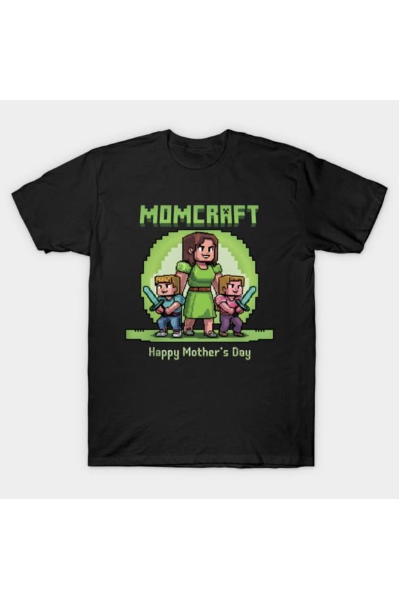Momcraft Happy Mother Day Gamer Mom Pixel Block Graphic Unisex T-Shirt, up to size 5XL