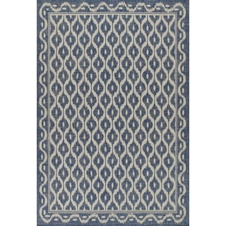 GDF Studio Dimitra Outdoor Modern Scatter Rug, Turquoise and White 