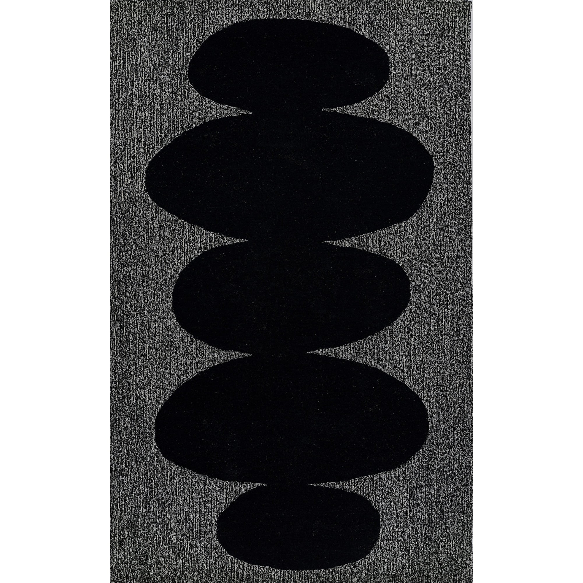 Handcrafted Dramatic Black Wool Tufted 36" x 24" Area Rug