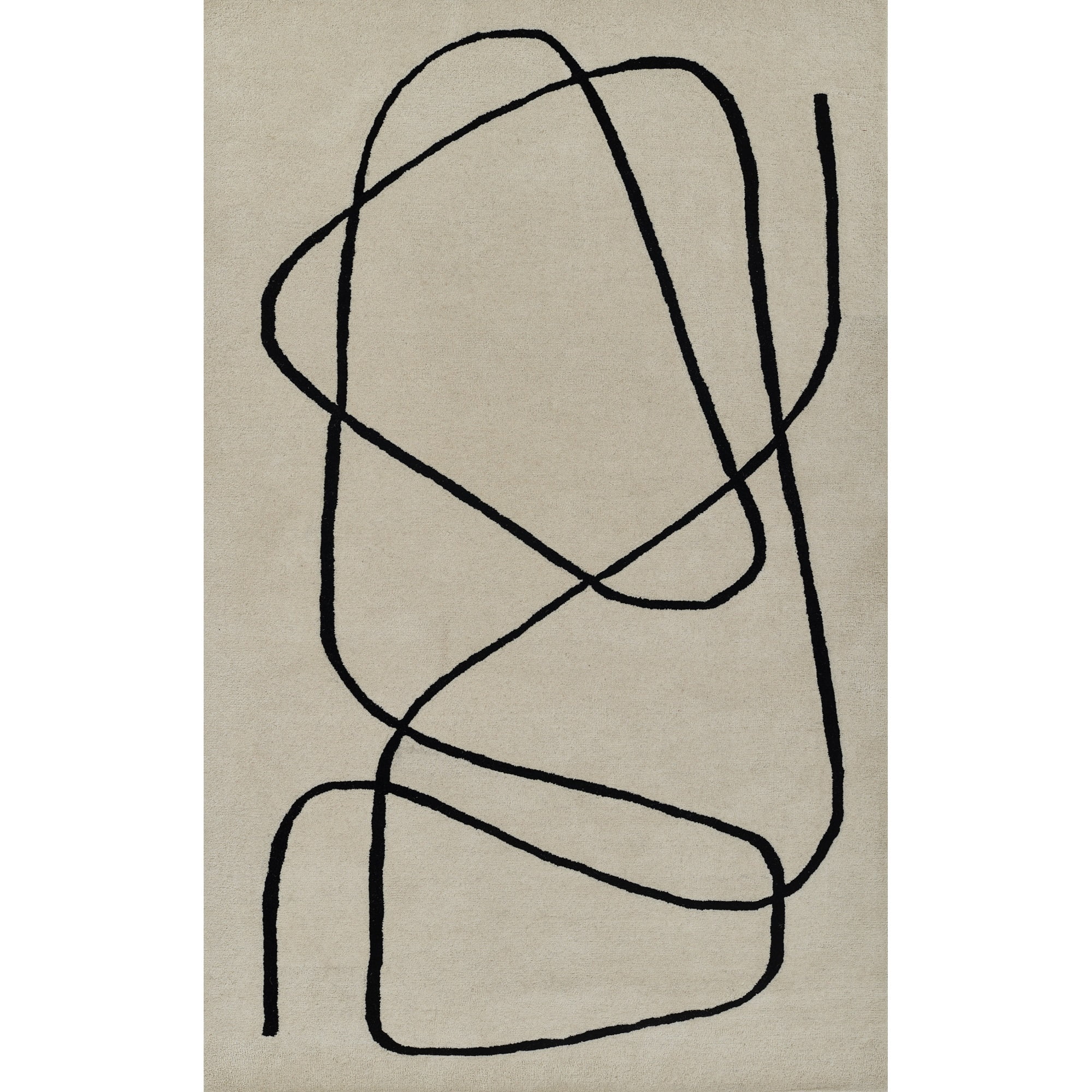 Ivory Geometric Hand-Tufted Wool Rectangular Rug - 2' x 3'