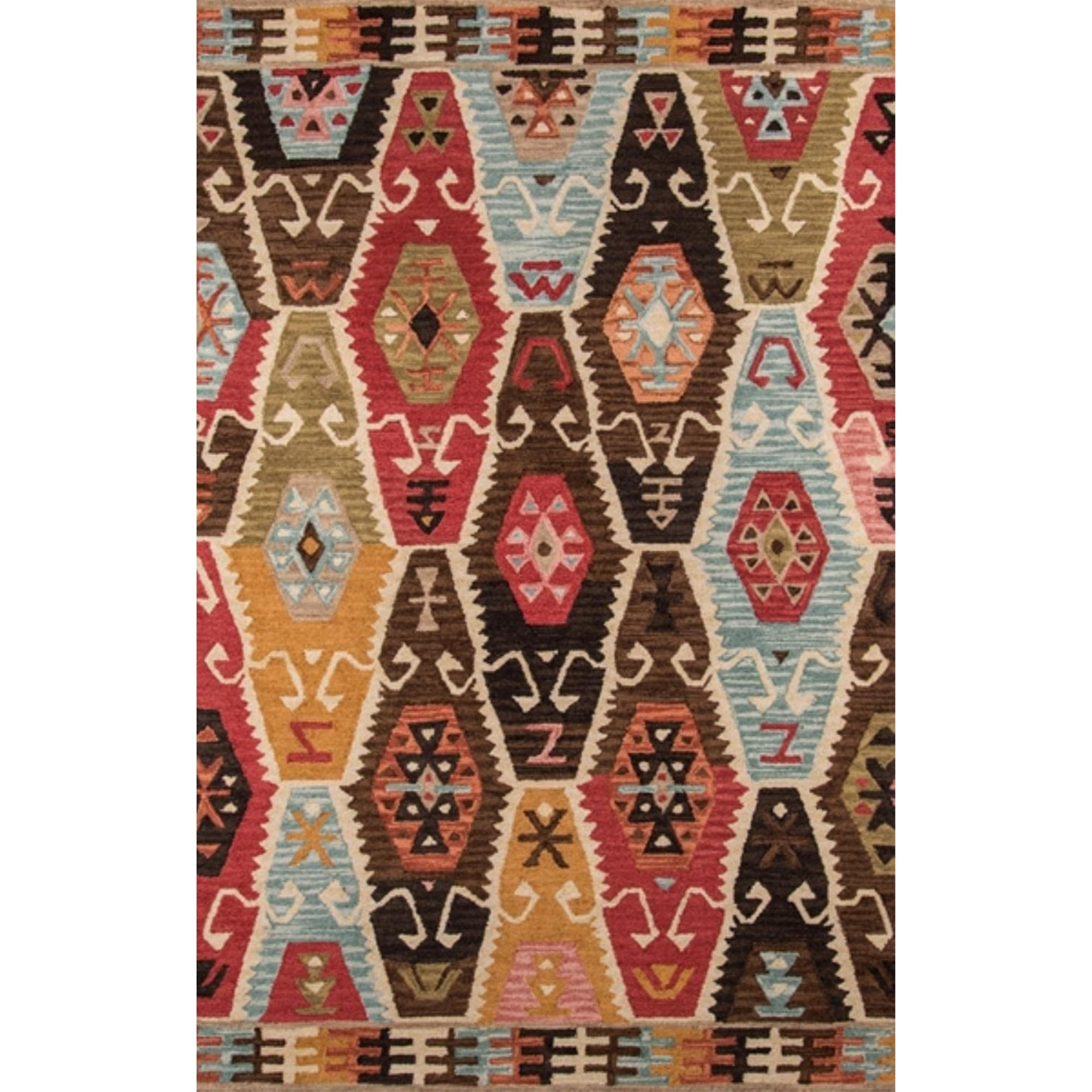 Handmade Blue Wool Tufted Rectangular Rug 7'6" x 9'6"