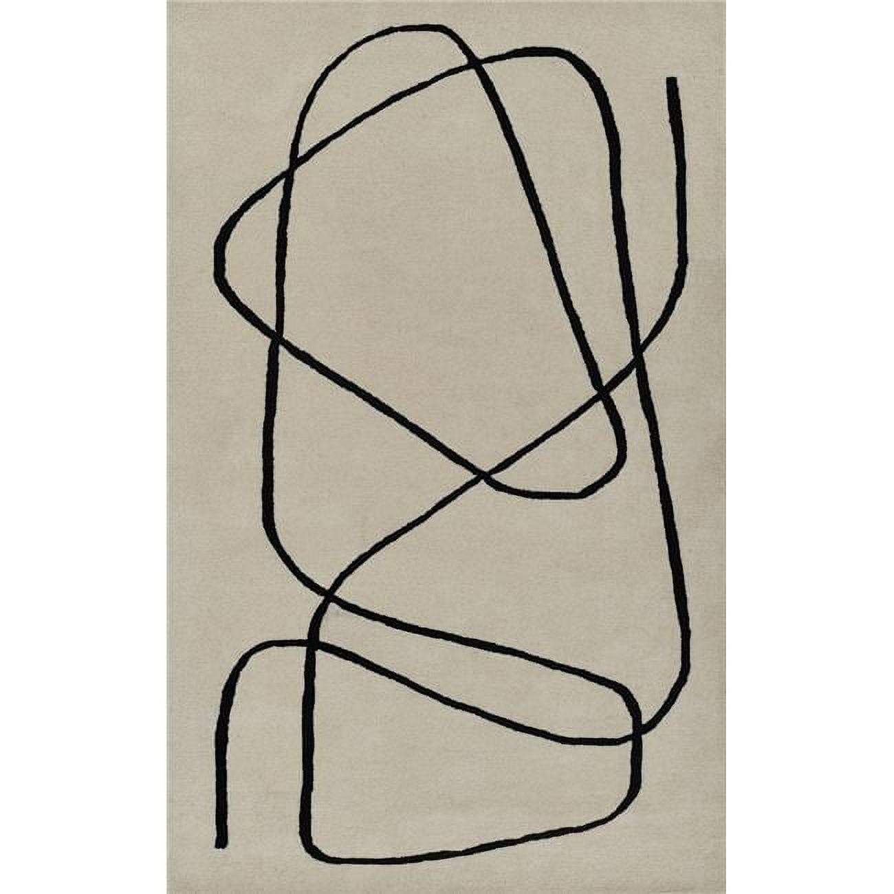 Shayla Whistler Abstract Hand-Tufted Wool Rug - White/Black, 5' x 8'
