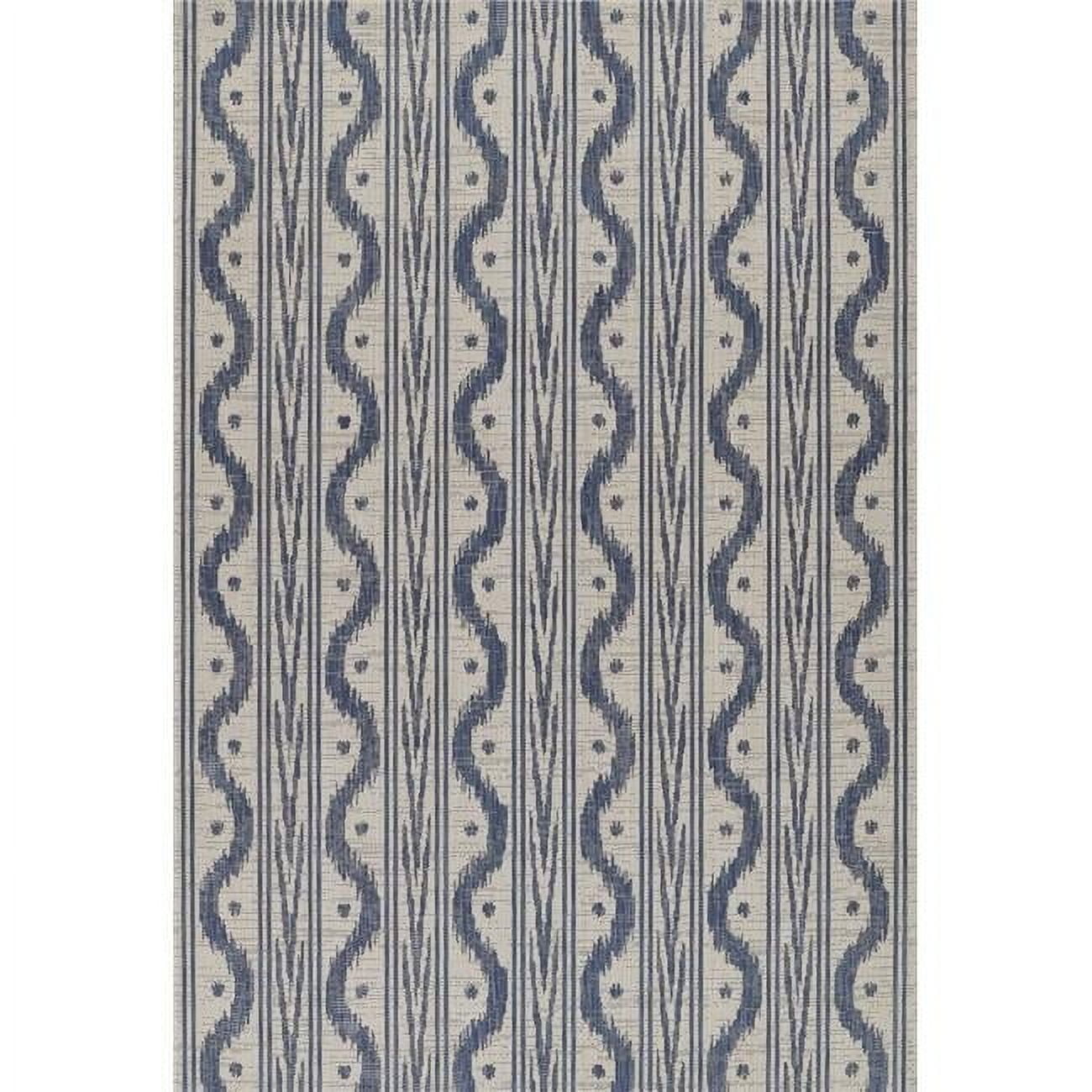 Blue Geometric Flat Woven 9' x 12' Outdoor Rug