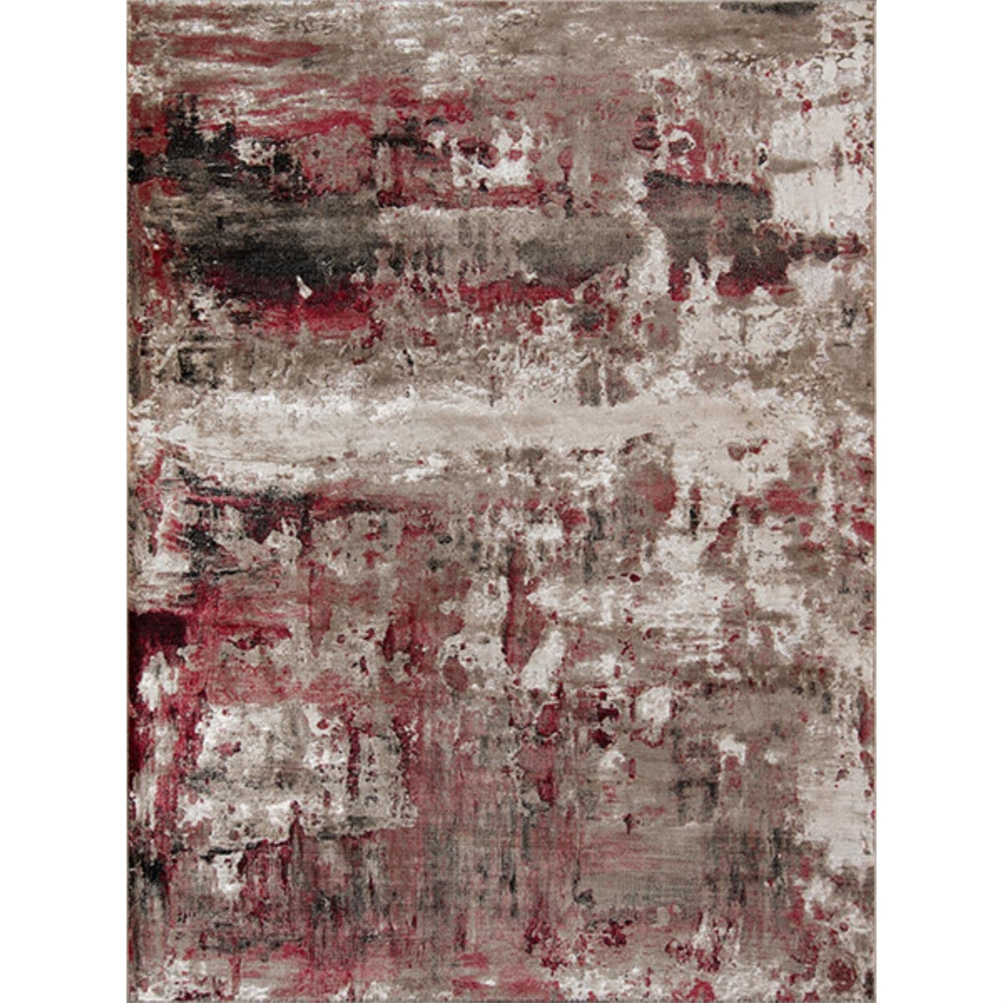Monterey Red and Beige Abstract Rectangular Rug