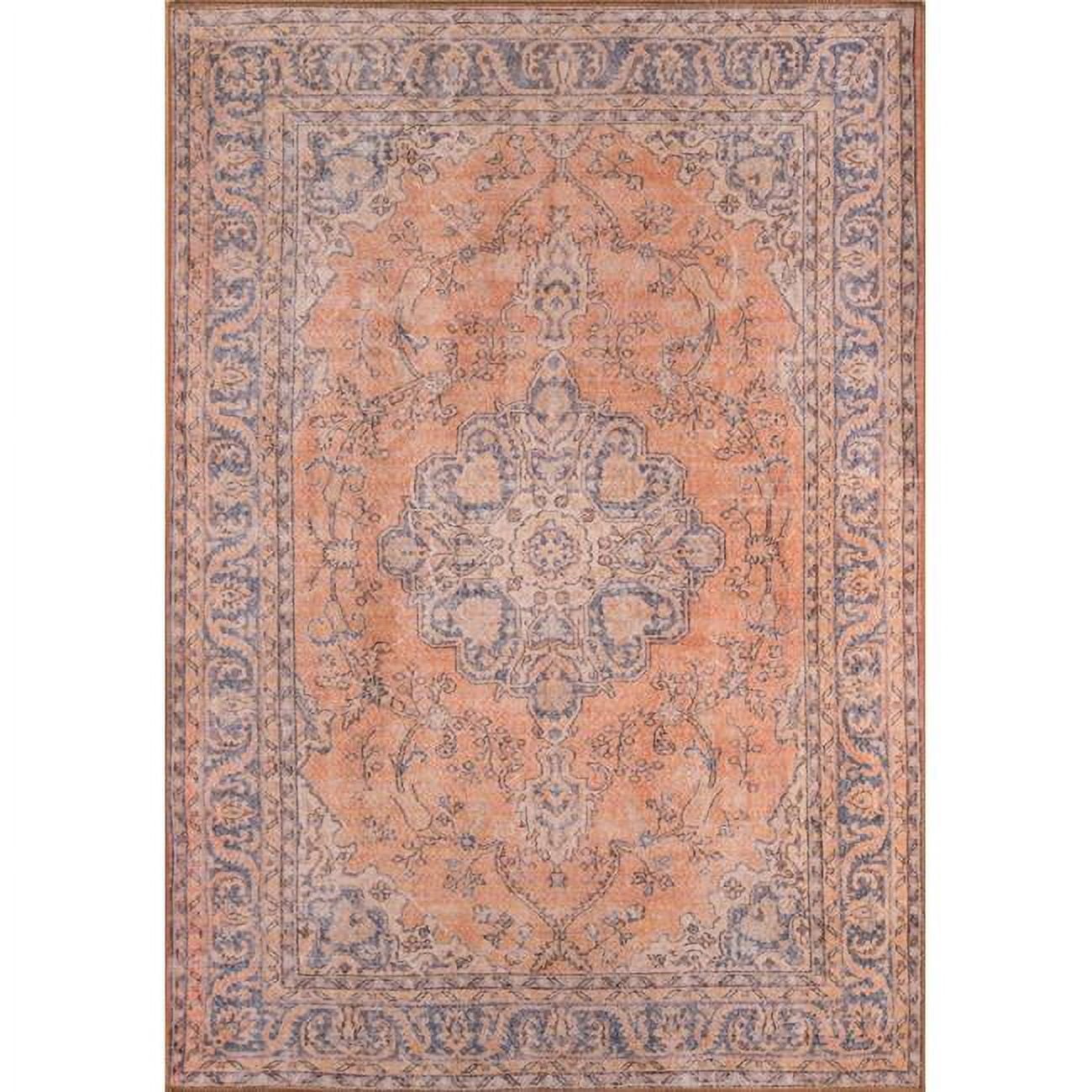 Afshar Copper and Blue Polyester Runner Rug 2'3" x 7'6"