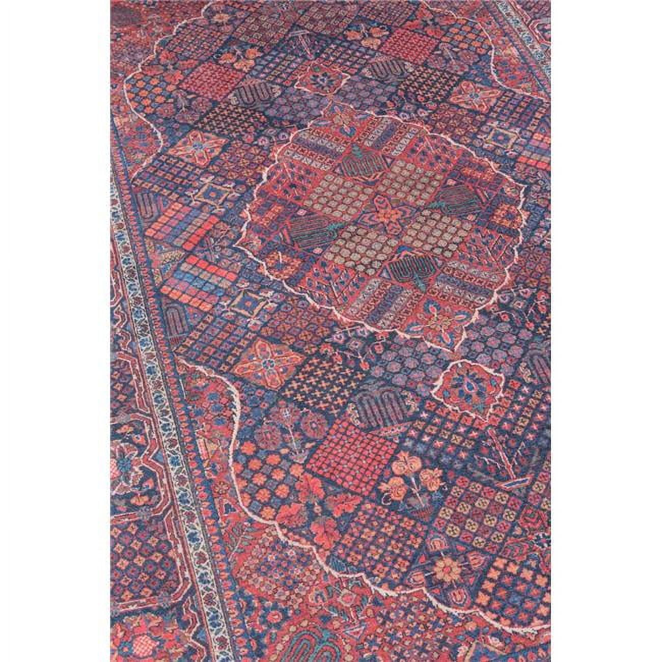 Afshar Navy Blue and Red Synthetic Rectangular Area Rug 2' x 3'